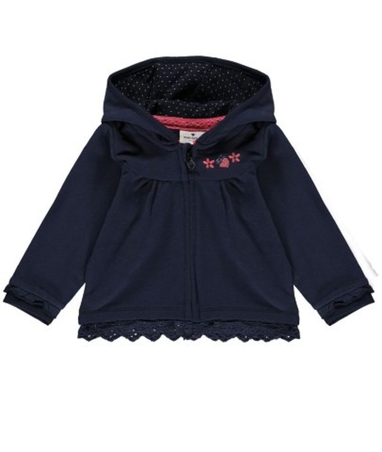 Bluza dziewczęca z kapturem, rozpinana, granatowa, Tom Tailor