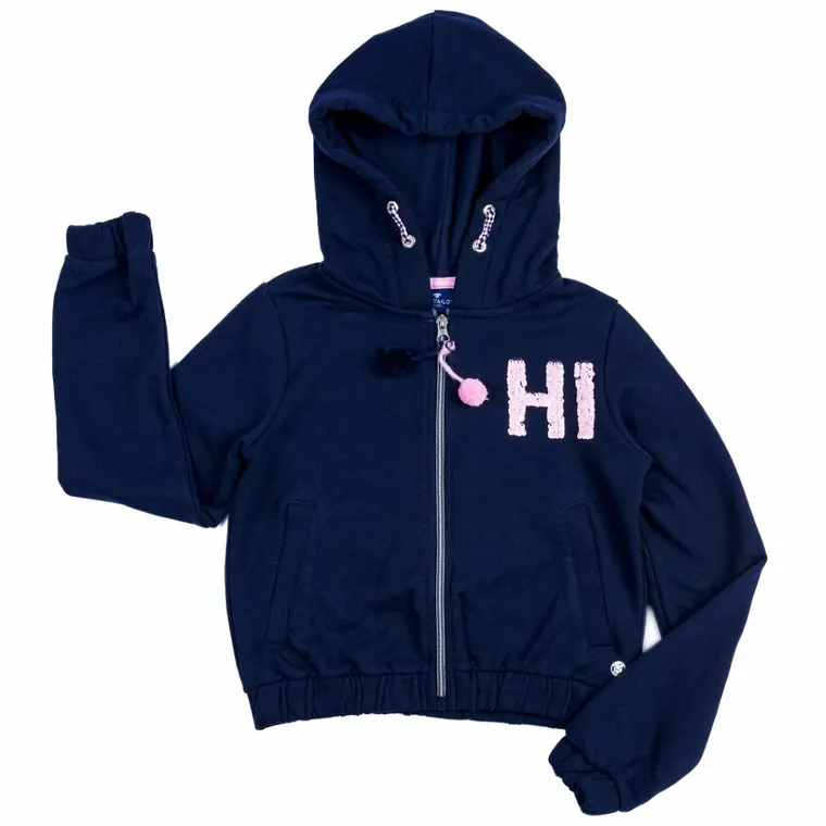 Bluza dziewczęca z kapturem, rozpinana, granatowa, Tom Tailor