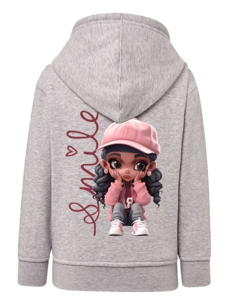 Bluza dziewczęca z kapturem, rozpinana, szara, Tup Tup