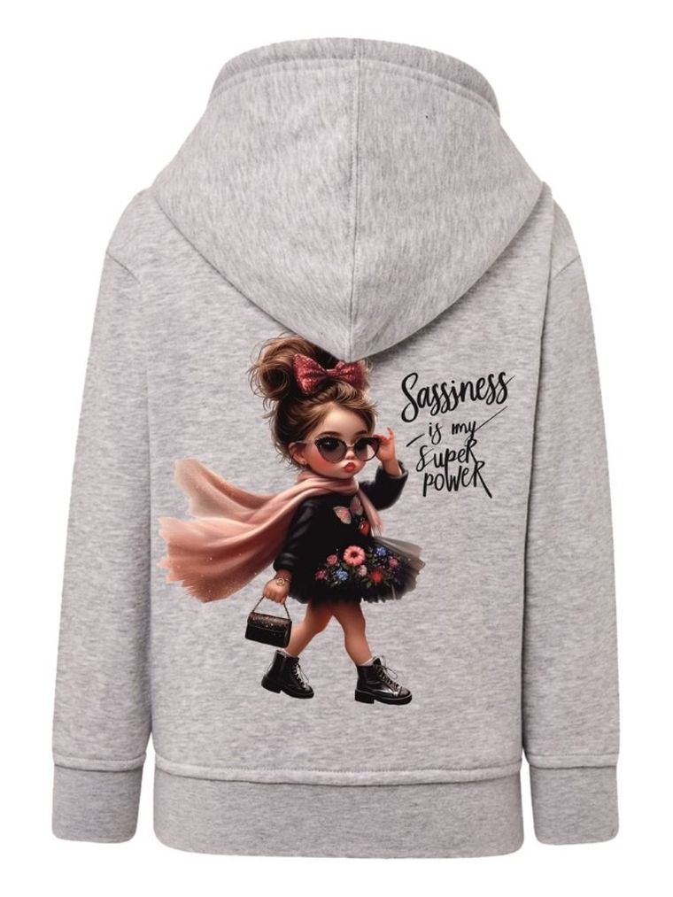 Bluza dziewczęca z kapturem, rozpinana, szara, Tup Tup