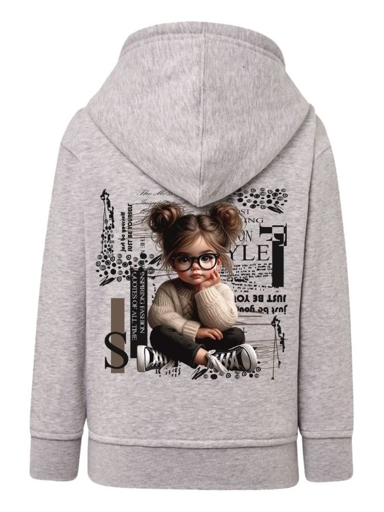 Bluza dziewczęca z kapturem, rozpinana, szara, Tup Tup