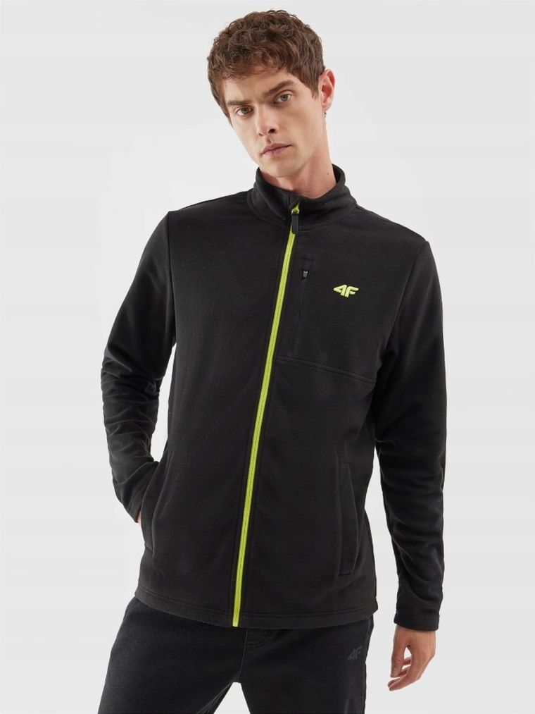 Bluza męska, rozpinana, polarowa, czarna, 4F
