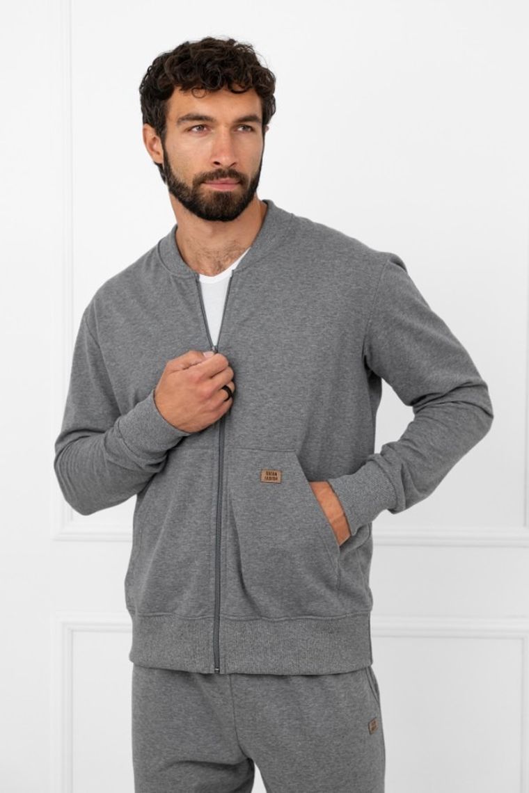 Bluza męska, rozpinana, szara, Italian Fashion