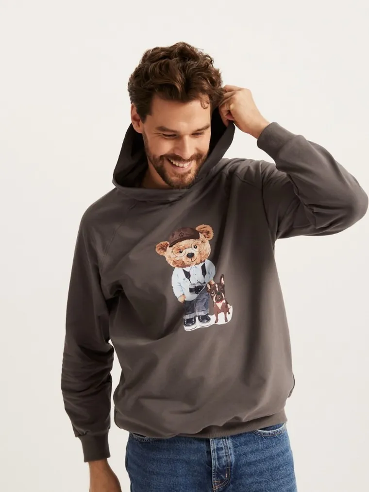 Bluza męska z kapturem, grafitowa, Ceba Baby