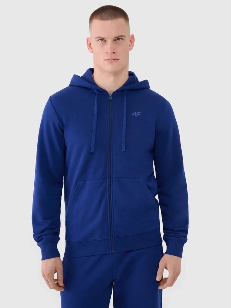 Bluza męska z kapturem, rozpinana, granatowa, 4F