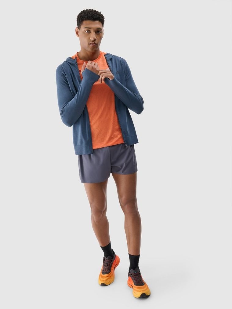 Bluza męska z kapturem, rozpinana, niebieska, 4F