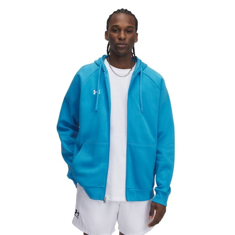 Bluza męska z kapturem, rozpinana, niebieska, Under Armour