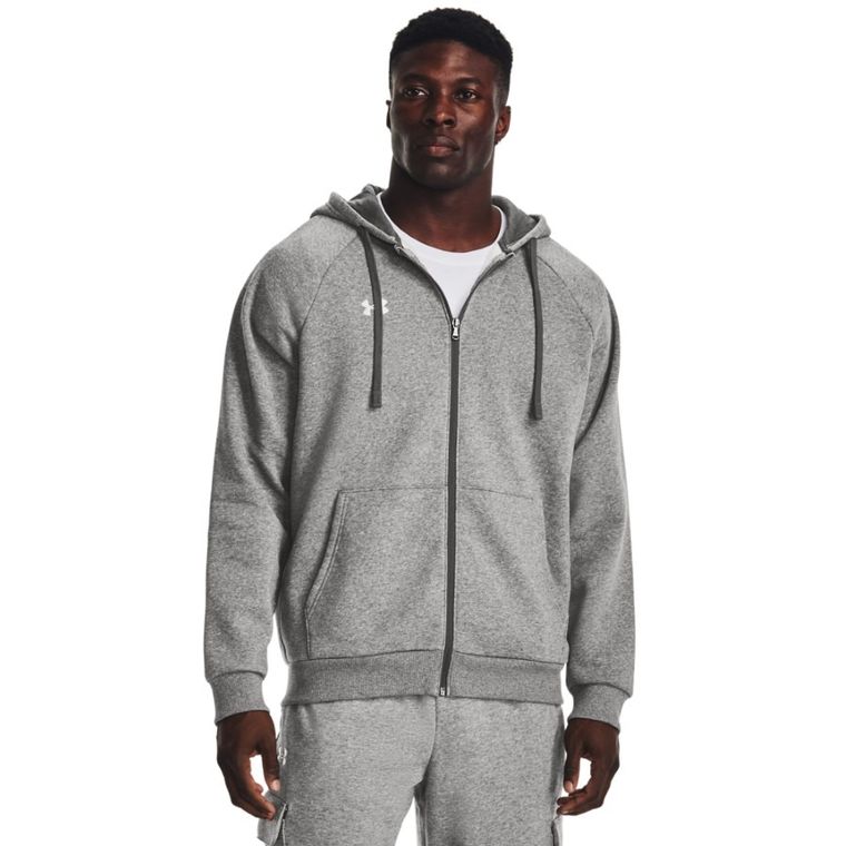 Bluza męska z kapturem, rozpinana, szara, Under Armour
