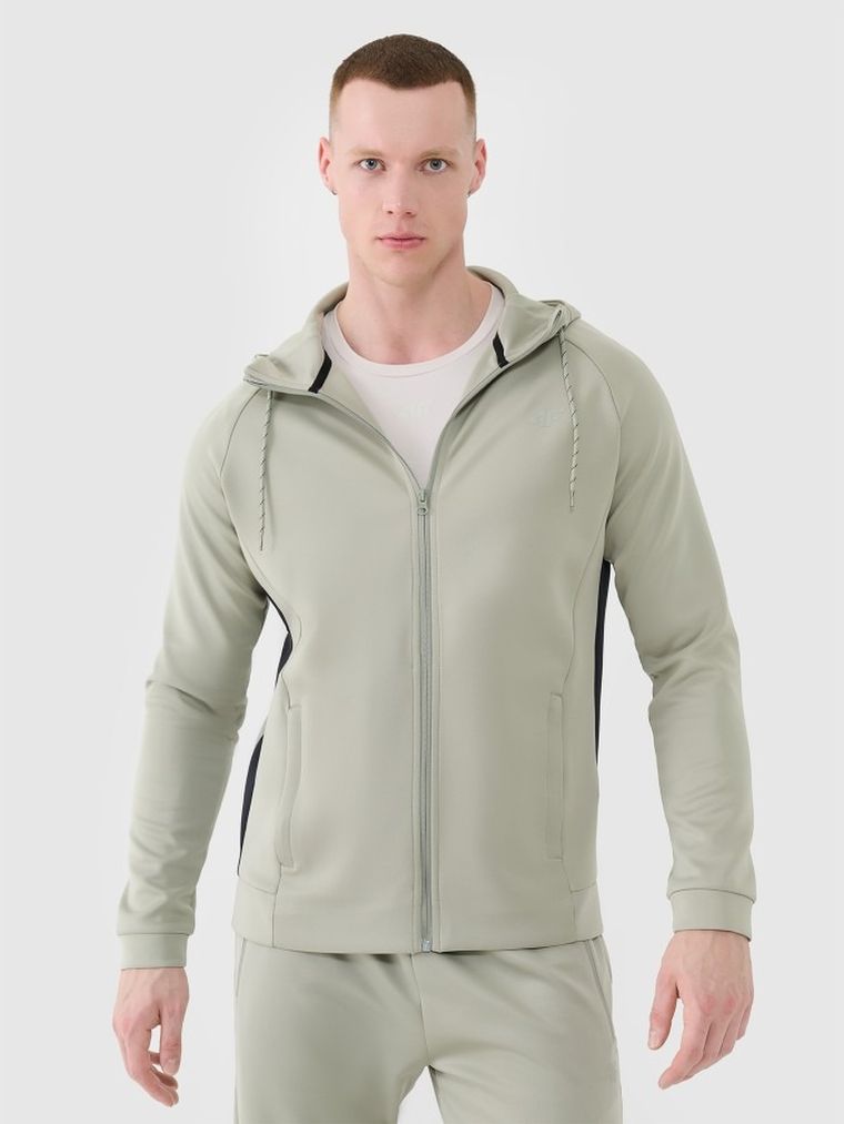 Bluza męska z kapturem, rozpinana, zielona, 4F