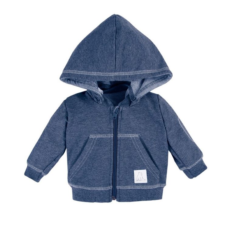 Bluza niemowlęca z kapturem, rozpinana, granatowa, Eevi