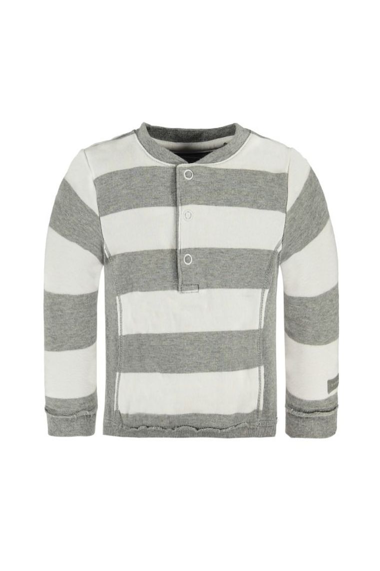 Bluzka chłopięca z długim rękawem, bawełna organiczna, biało-szara, Bellybutton