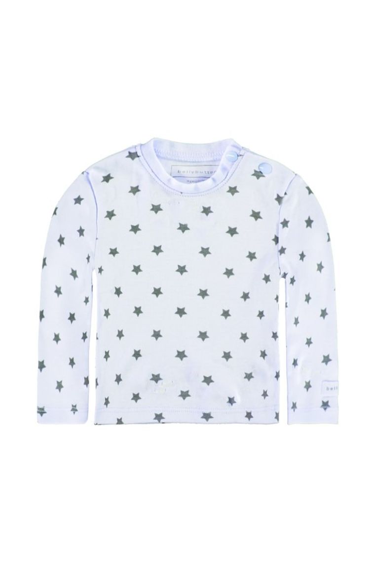 Bluzka chłopięca z długim rękawem, bawełna organiczna, niebieska, Bellybutton