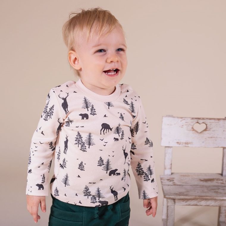 Bluzka chłopięca z długim rękawem, beżowa, Nicol