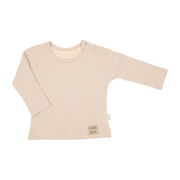 Bluzka chłopięca z długim rękawem, beżowa, Nicol
