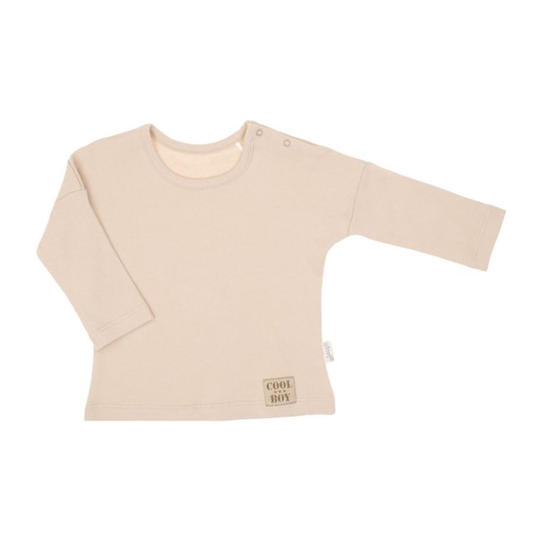 Bluzka chłopięca z długim rękawem, beżowa, Nicol
