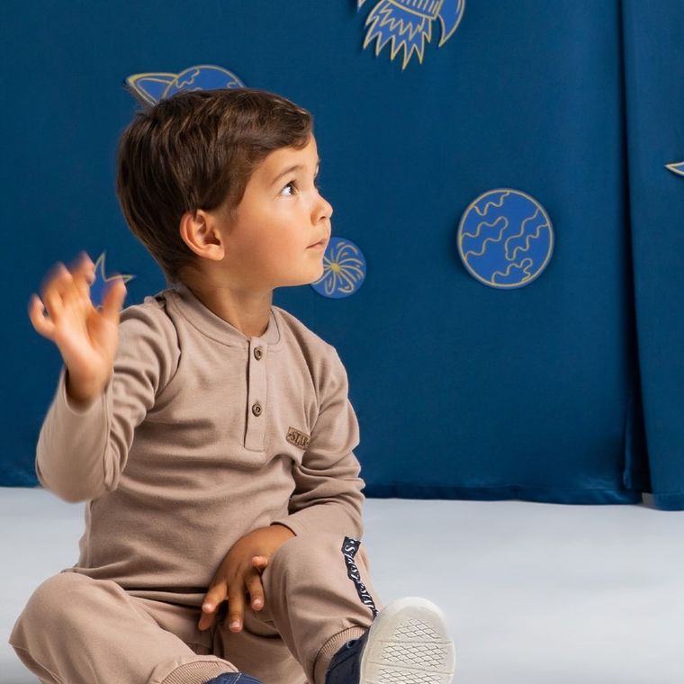 Bluzka chłopięca z długim rękawem, beżowa, Star, Nicol