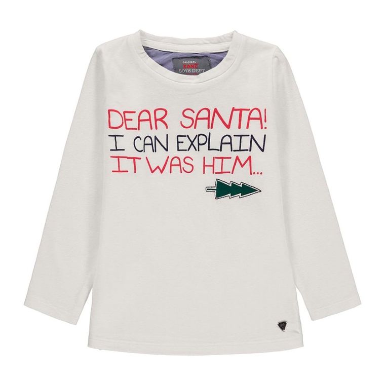 Bluzka chłopięca z długim rękawem, biała, Kanz