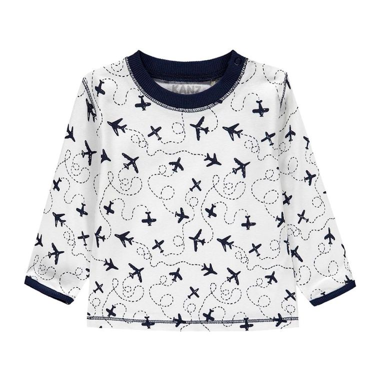 Bluzka chłopięca z długim rękawem, biała, Kanz