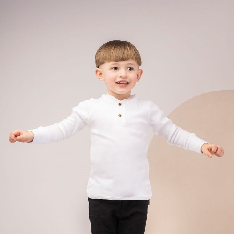 Bluzka chłopięca z długim rękawem, biała, Nicol