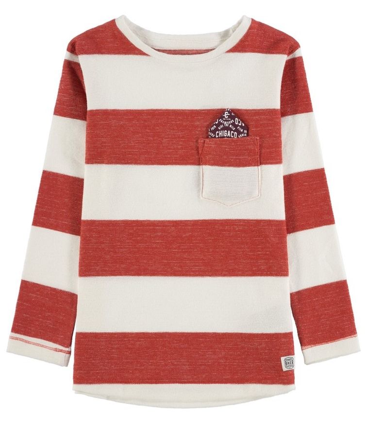 Bluzka chłopięca z długim rękawem, biało-czerwona, Tom Tailor