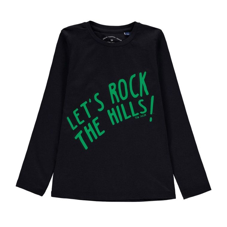 Bluzka chłopięca z długim rękawem, czarna, Tom Tailor
