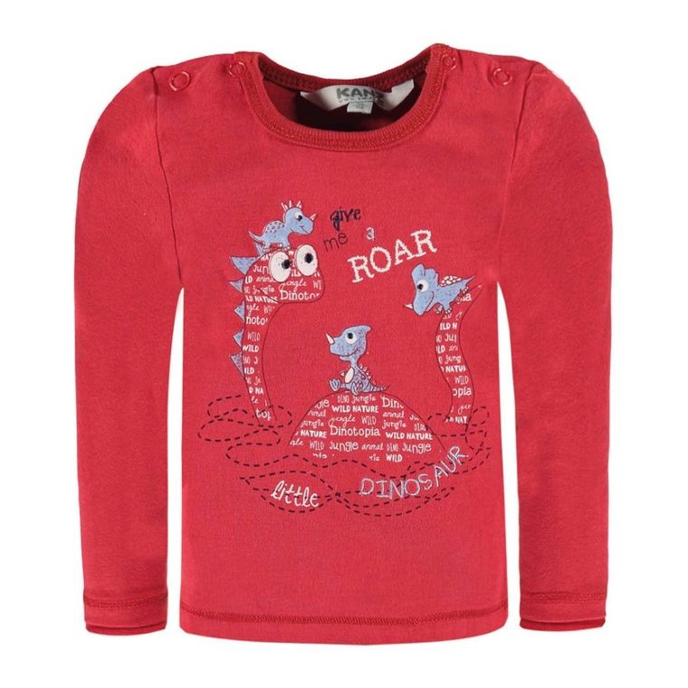 Bluzka chłopięca z długim rękawem, czerwona, Kanz