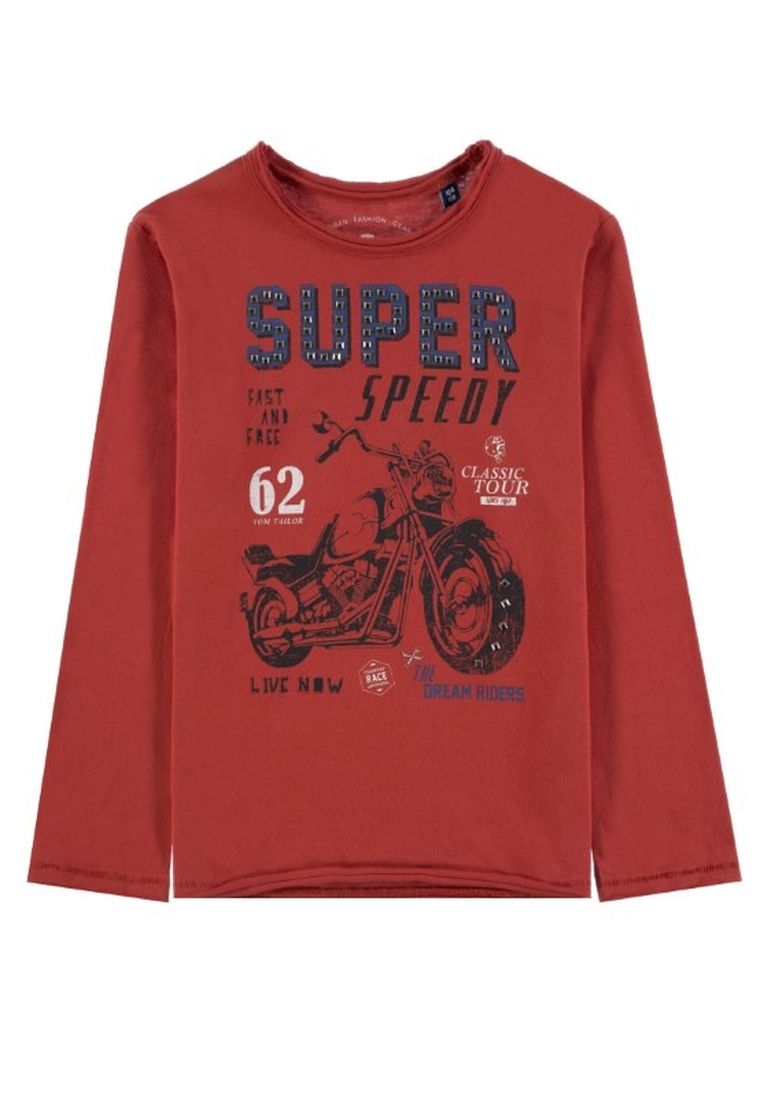 Bluzka chłopięca z długim rękawem, czerwona, Tom Tailor