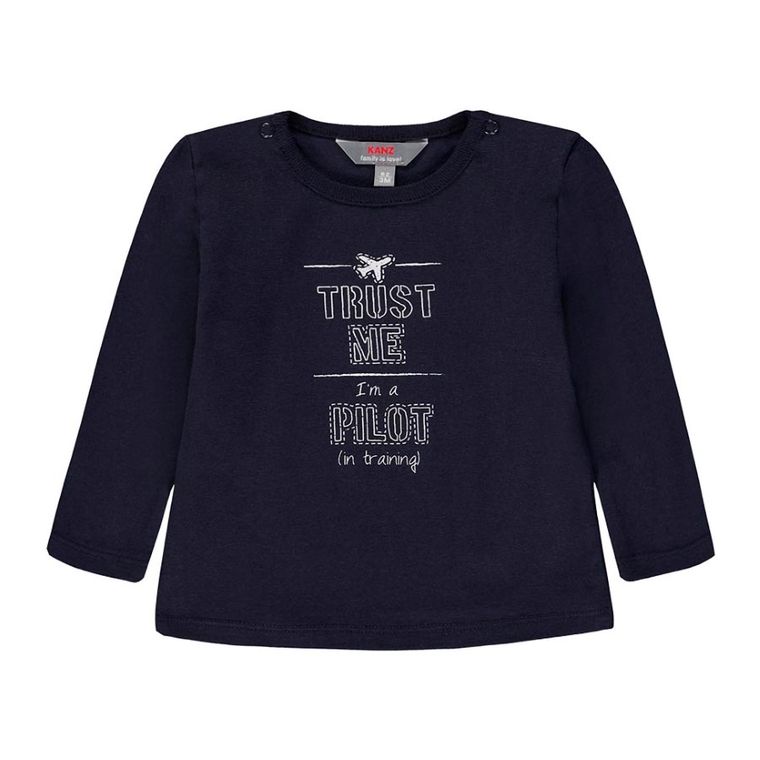 Bluzka chłopięca z długim rękawem, granatowa, Kanz