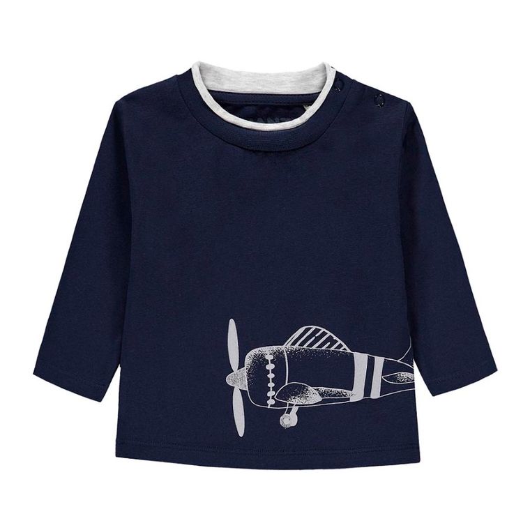 Bluzka chłopięca z długim rękawem, granatowa, Kanz