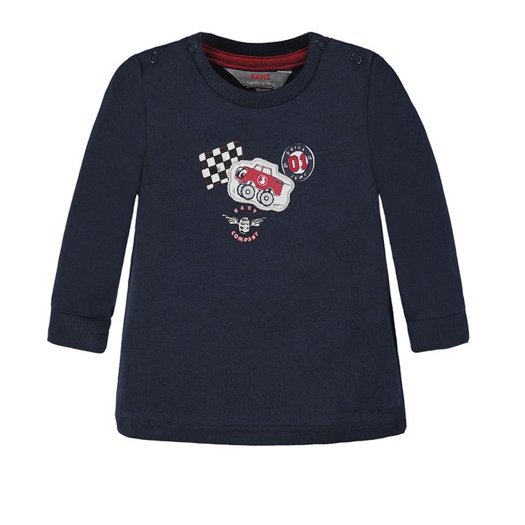 Bluzka chłopięca z długim rękawem, niebieska, Kanz