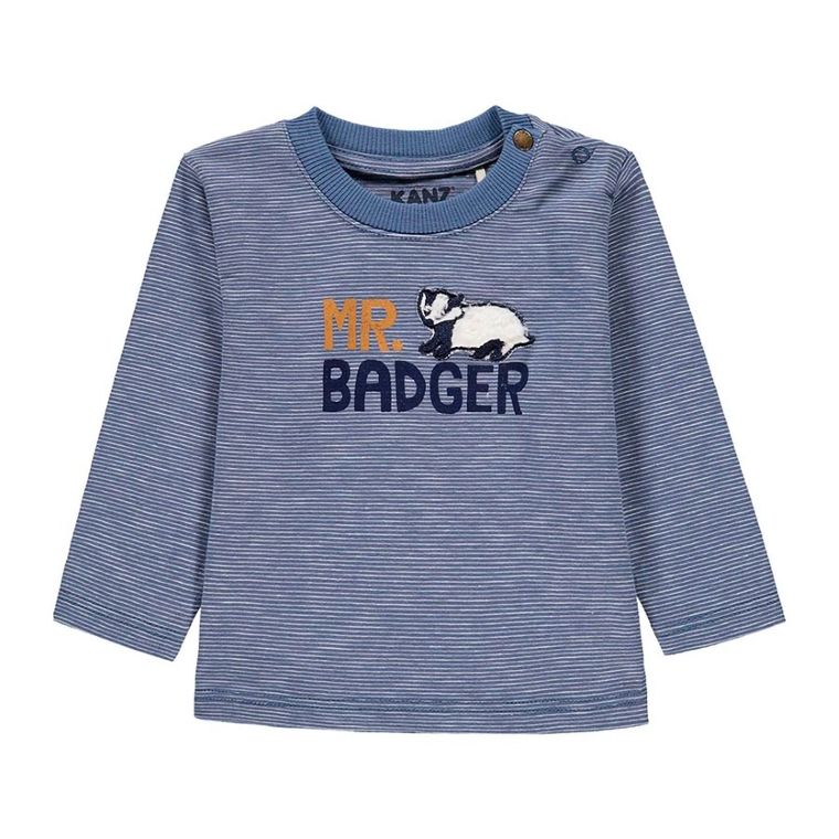 Bluzka chłopięca z długim rękawem, niebieska, Kanz