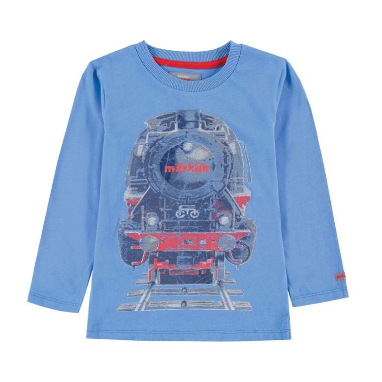 Bluzka chłopięca z długim rękawem, niebieska, Kanz