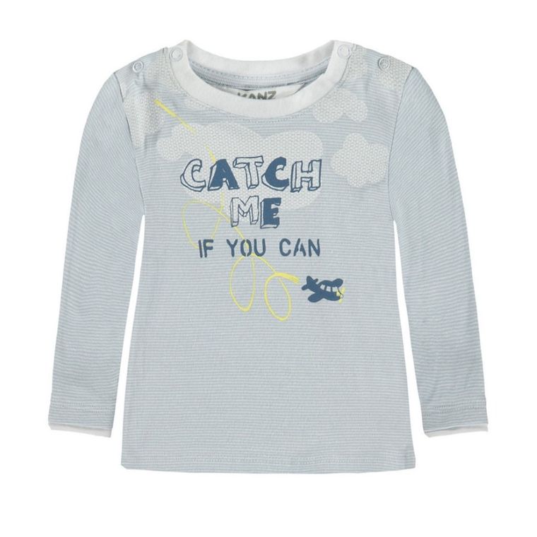 Bluzka chłopięca z długim rękawem, niebieska, Kanz