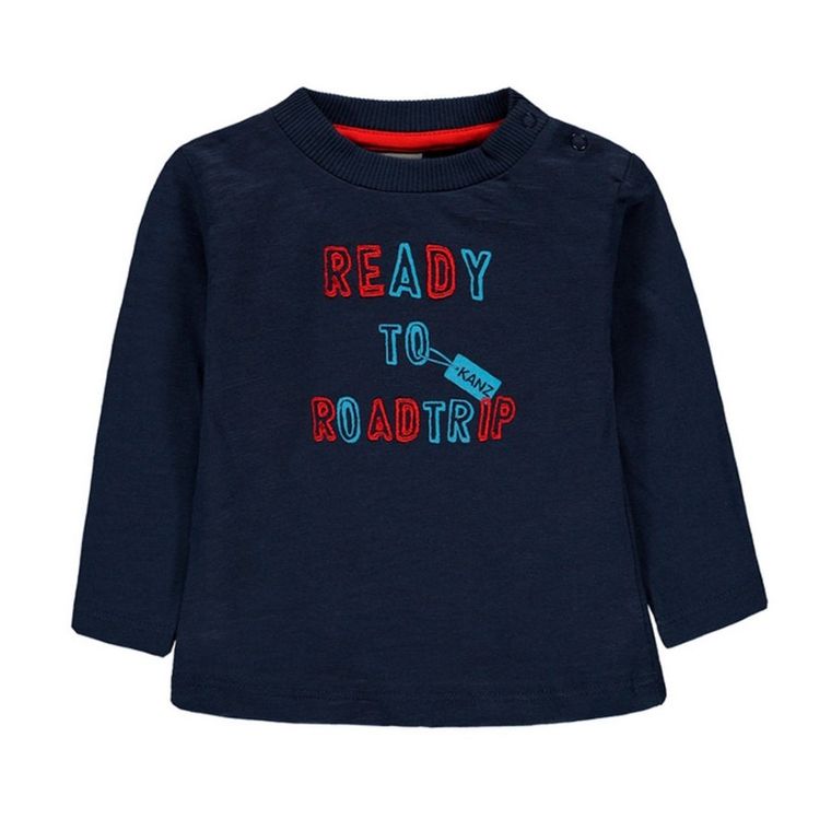 Bluzka chłopięca z długim rękawem, niebieska, Kanz