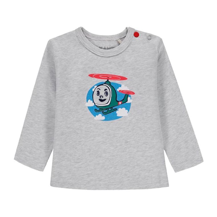 Bluzka chłopięca z długim rękawem, szara, Kanz