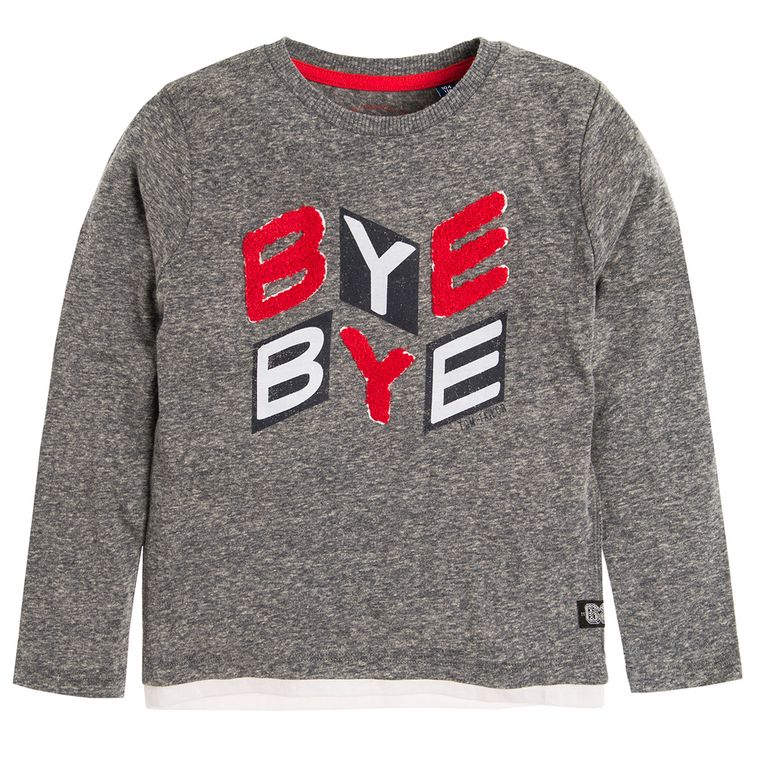 Bluzka chłopięca z długim rękawem, szara melanż, Tom Tailor
