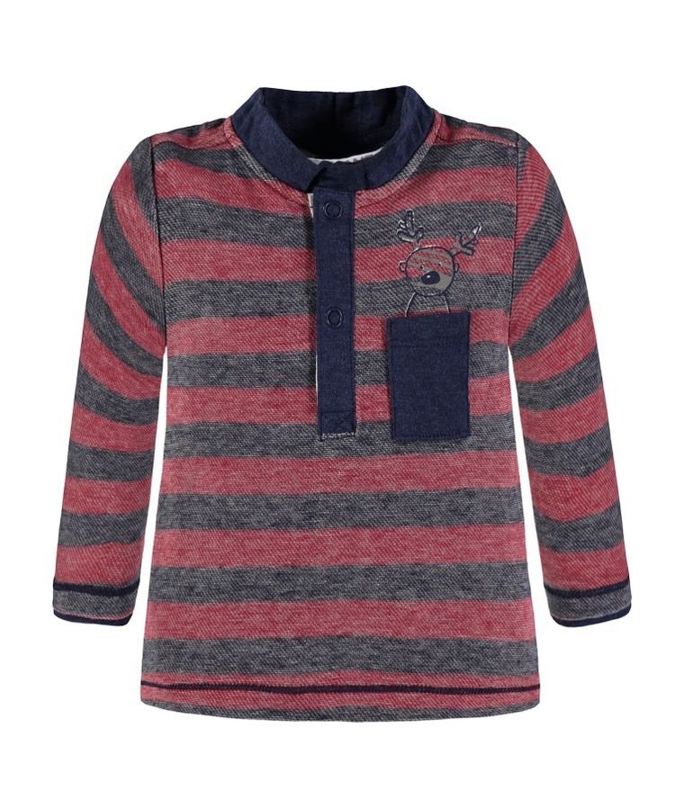 Bluzka chłopięca z długim rękawem, szaro-czerwona, Kanz