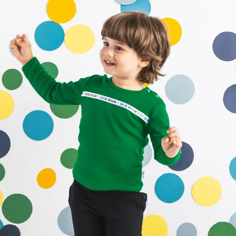 Bluzka chłopięca z długim rękawem, zielona, Nicol