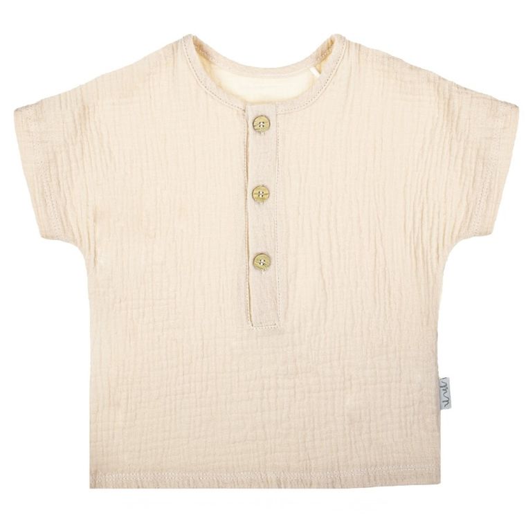 Bluzka chłopięca z krótkim rękawem, beżowa, Nicol