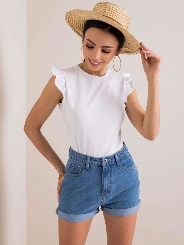 Bluzka damska bez rękawów, biała, Rue Paris