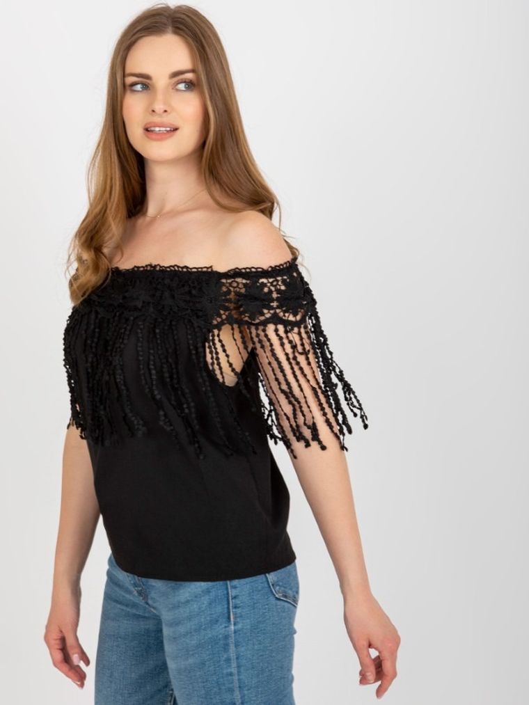 Bluzka damska bez rękawów, czarna, Factory Price