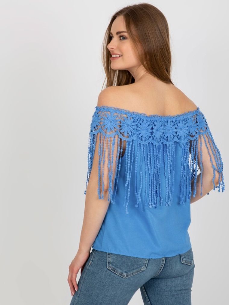 Bluzka damska bez rękawów, niebieska, Factory Price