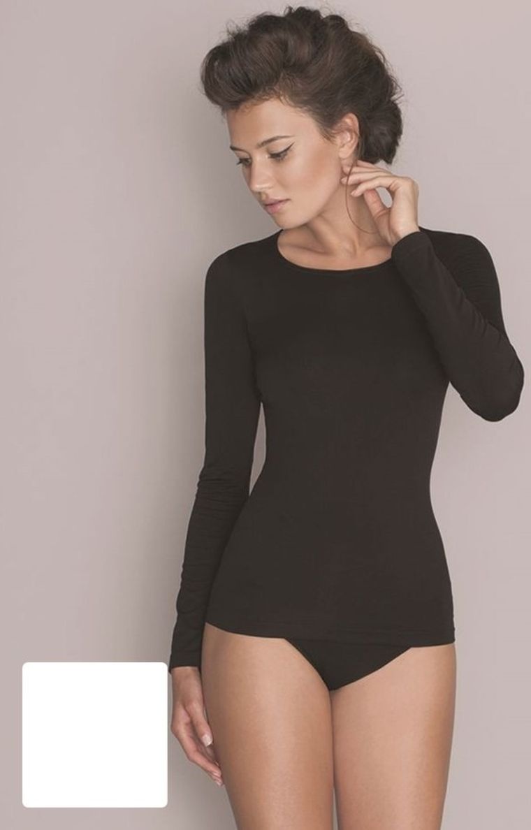 Bluzka damska z długim rękawem, biała, Gatta