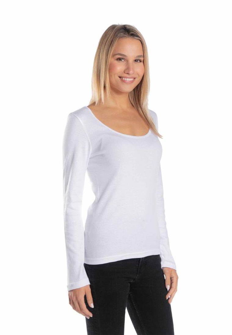 Bluzka damska z długim rękawem, biała, Golden Queen