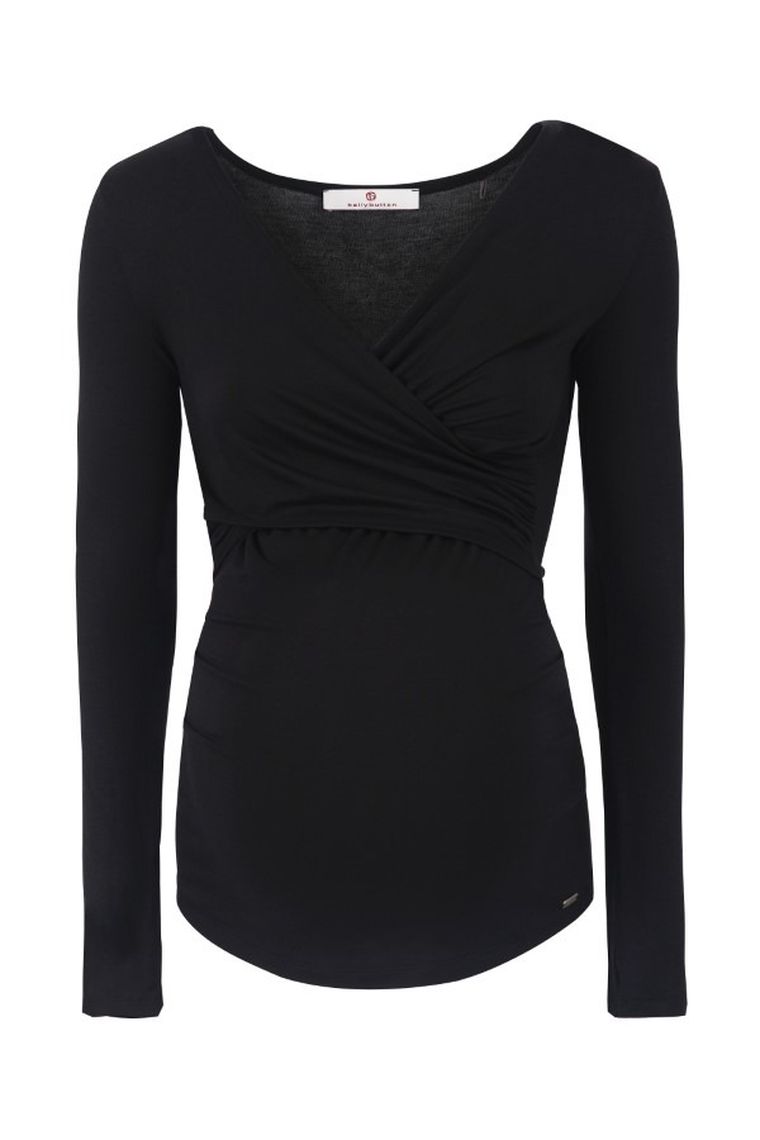 Bluzka damska z długim rękawem, ciążowa, czarna, Bellybutton