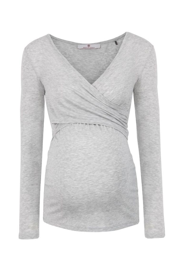 Bluzka damska z długim rękawem, ciążowa, szara, Bellybutton