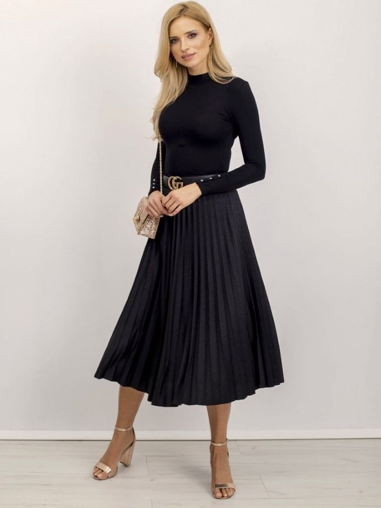 Bluzka damska z długim rękawem, czarna, Rue Paris