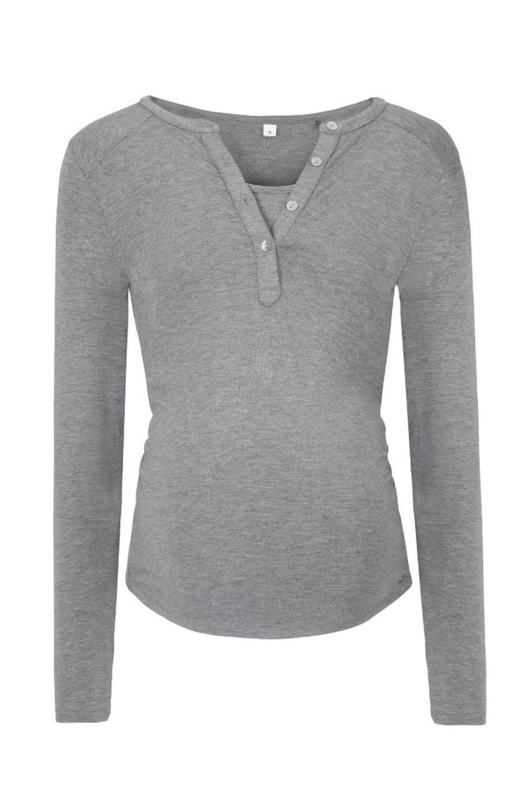 Bluzka damska z długim rękawem, do karmienia, szara, Bellybutton
