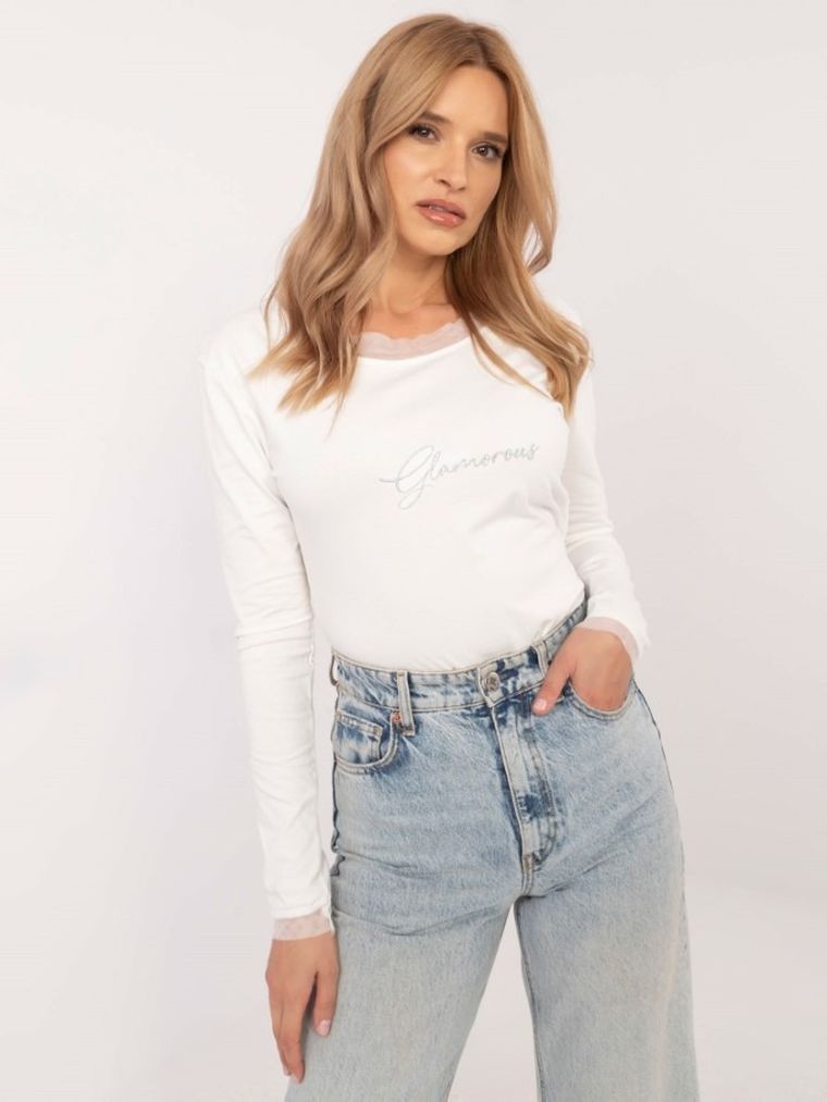 Bluzka damska z długim rękawem, ecru, Calimera