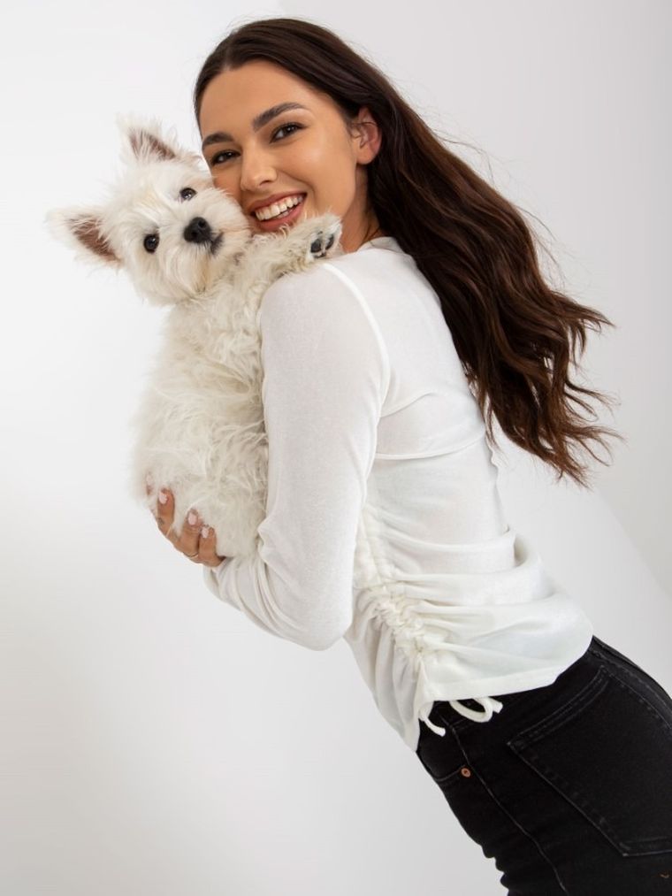 Bluzka damska z długim rękawem, ecru, Lakerta